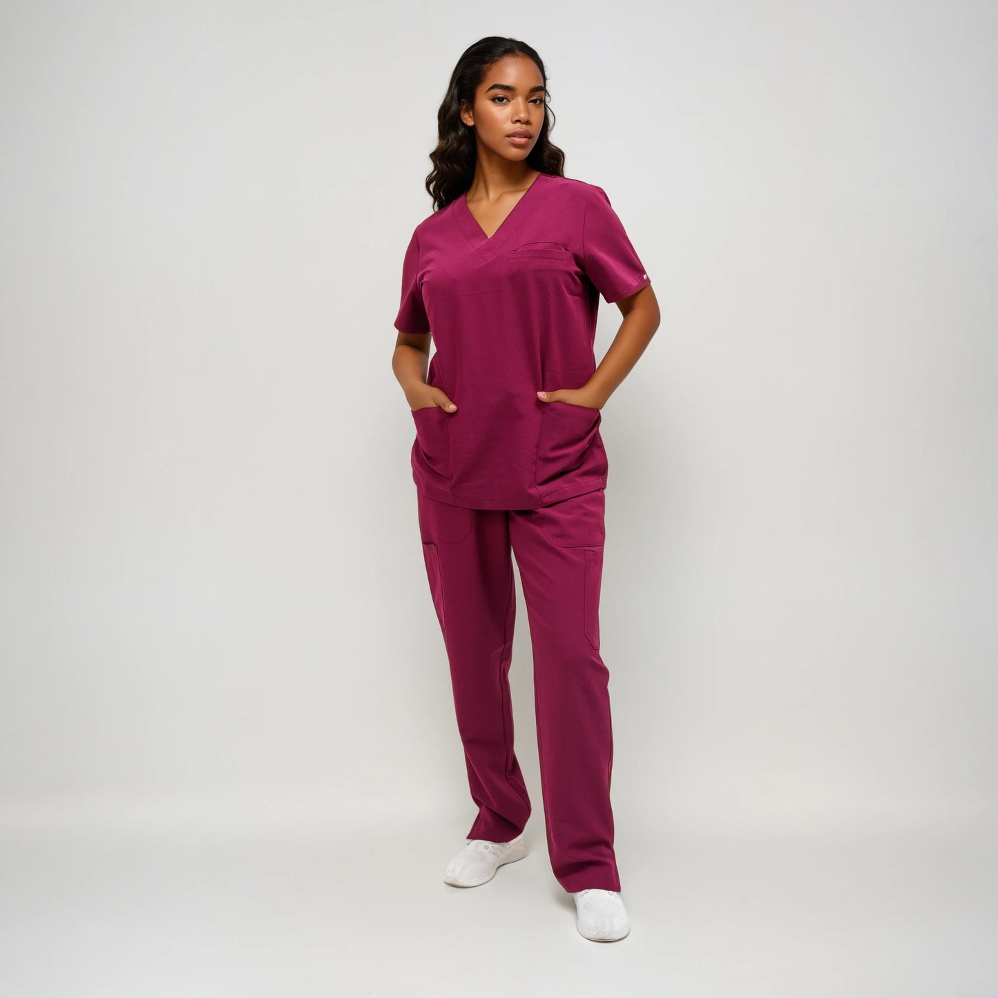 Zahra Set: Double Pocket V-Neck | Straight Leg