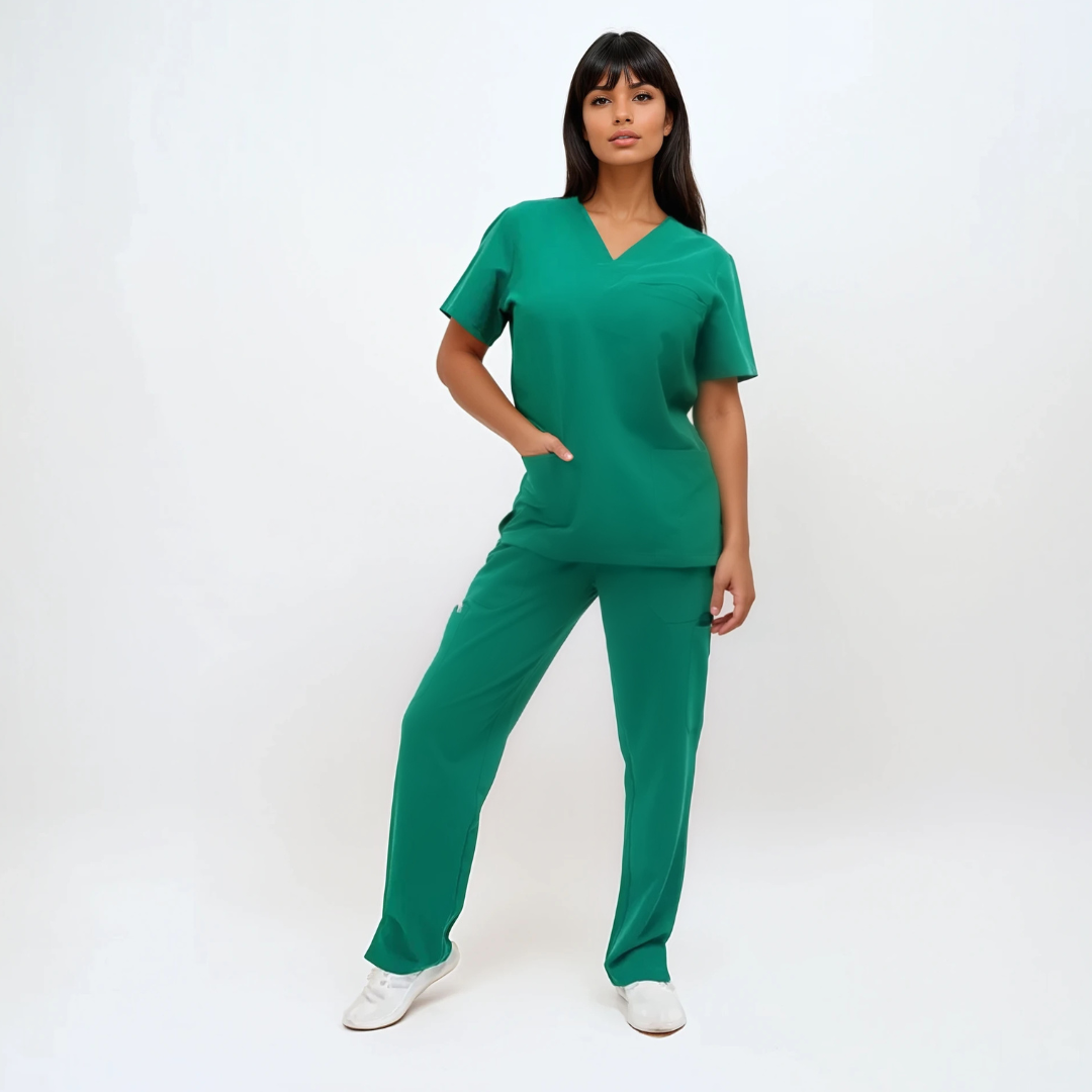 Zahra Set: Double Pocket V-Neck | Straight Leg