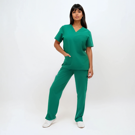 Zahra Set: Double Pocket V-Neck | Straight Leg
