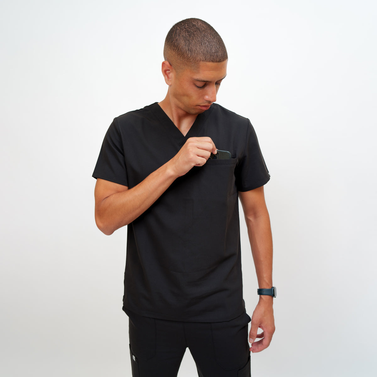 Classic Men's V-neck in Obsidian Black