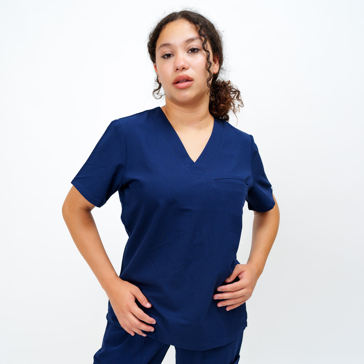 Classic Women's V-neck Top in Loyal Navy