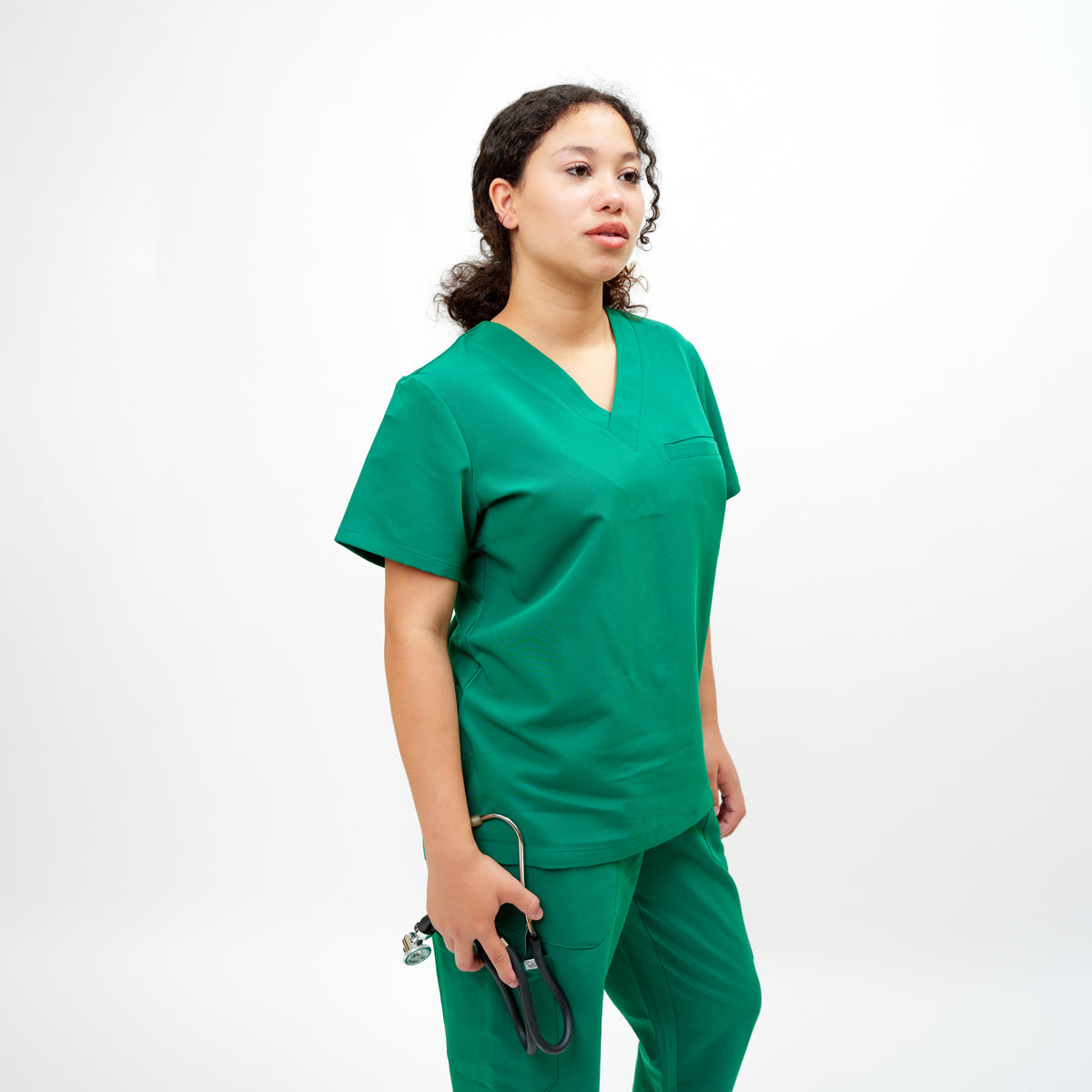 Classic Women's V-neck Top in Evergreen