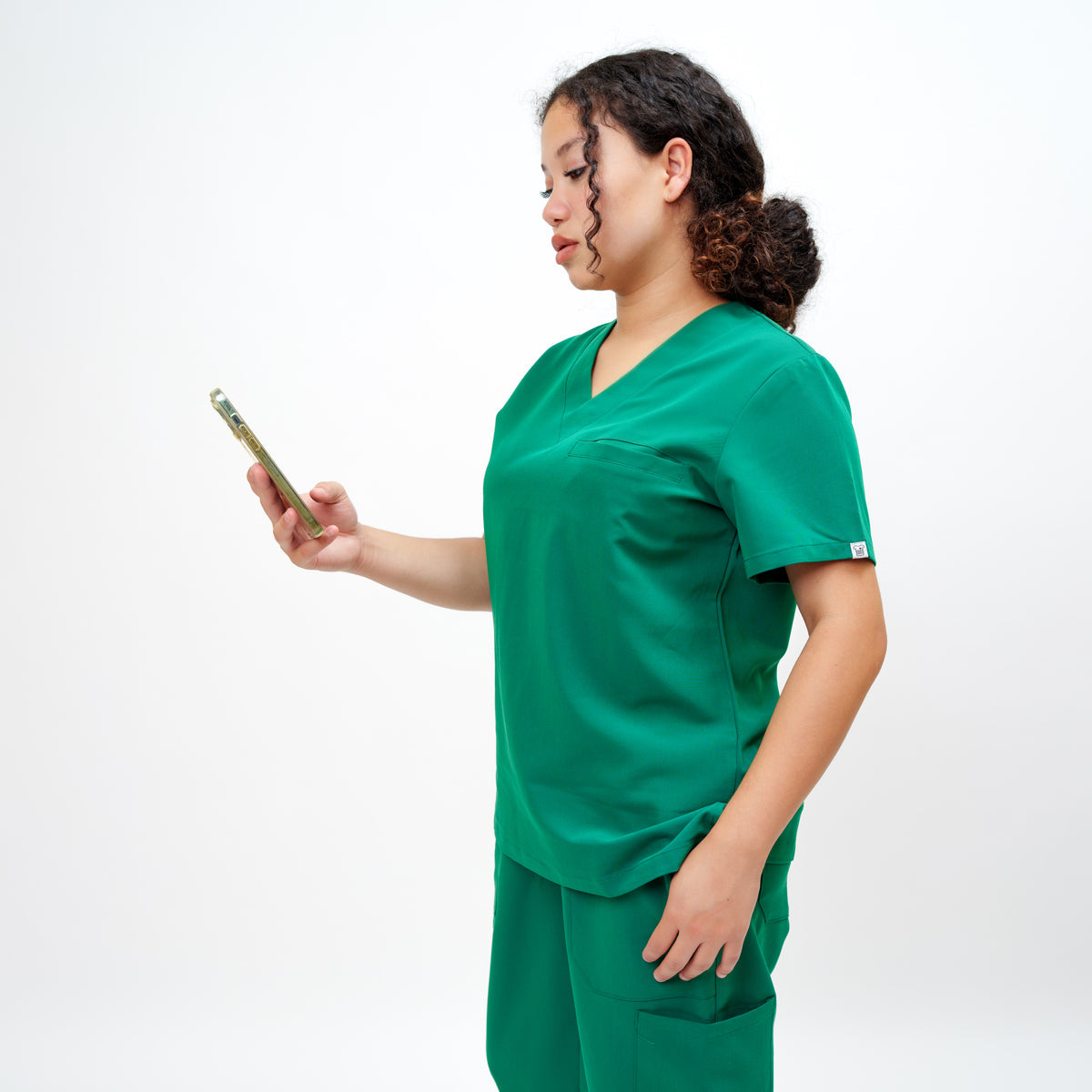 Classic Women's V-neck Top in Evergreen