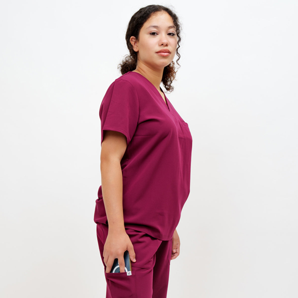 Classic Women's V-neck Top in Bonded Berry