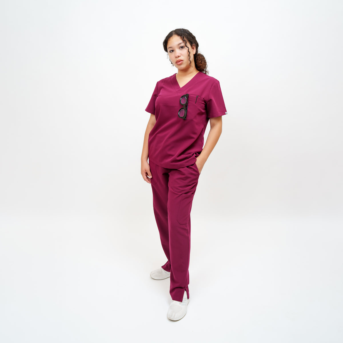 Classic Women's V-neck Top in Bonded Berry