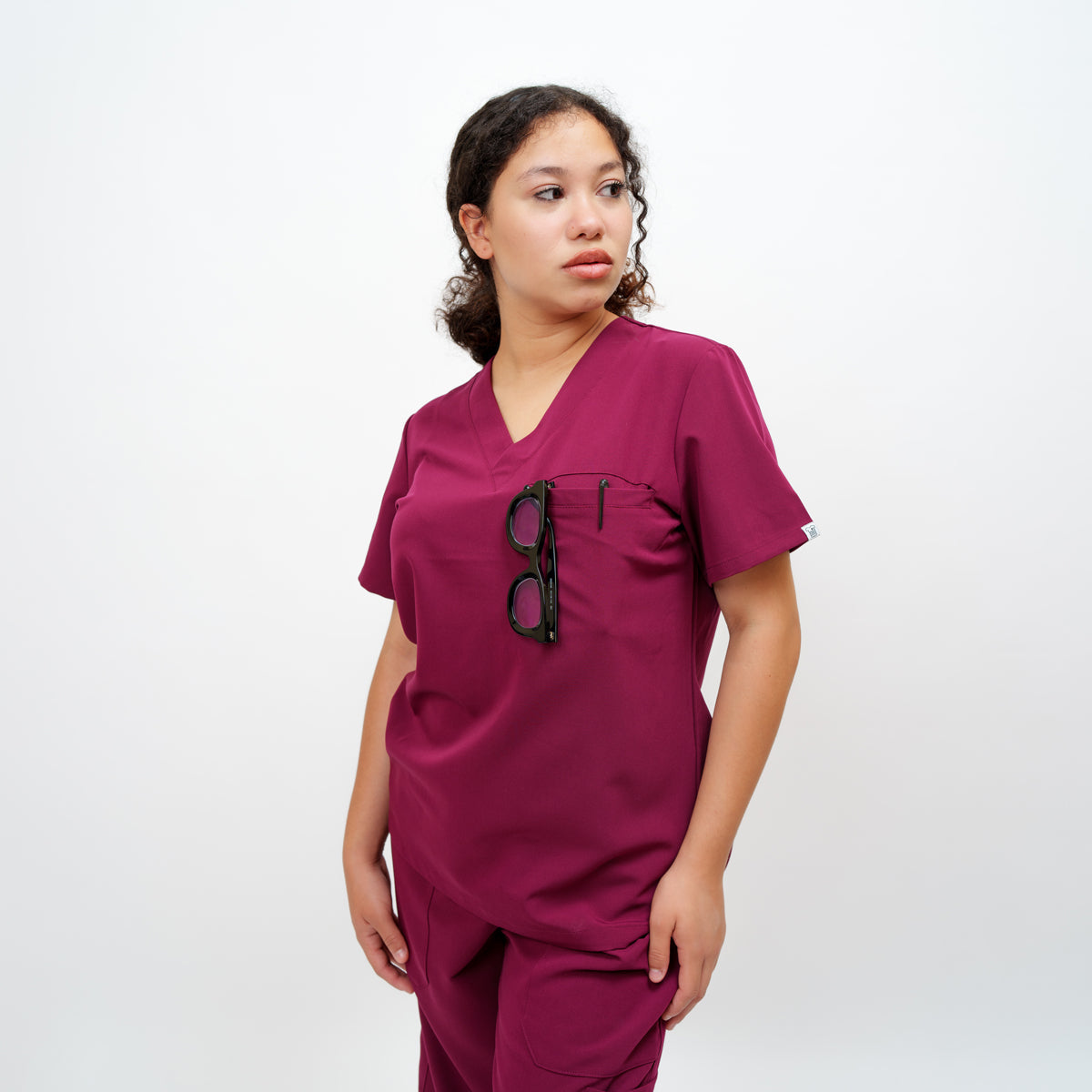 Classic Women's V-neck Top in Bonded Berry