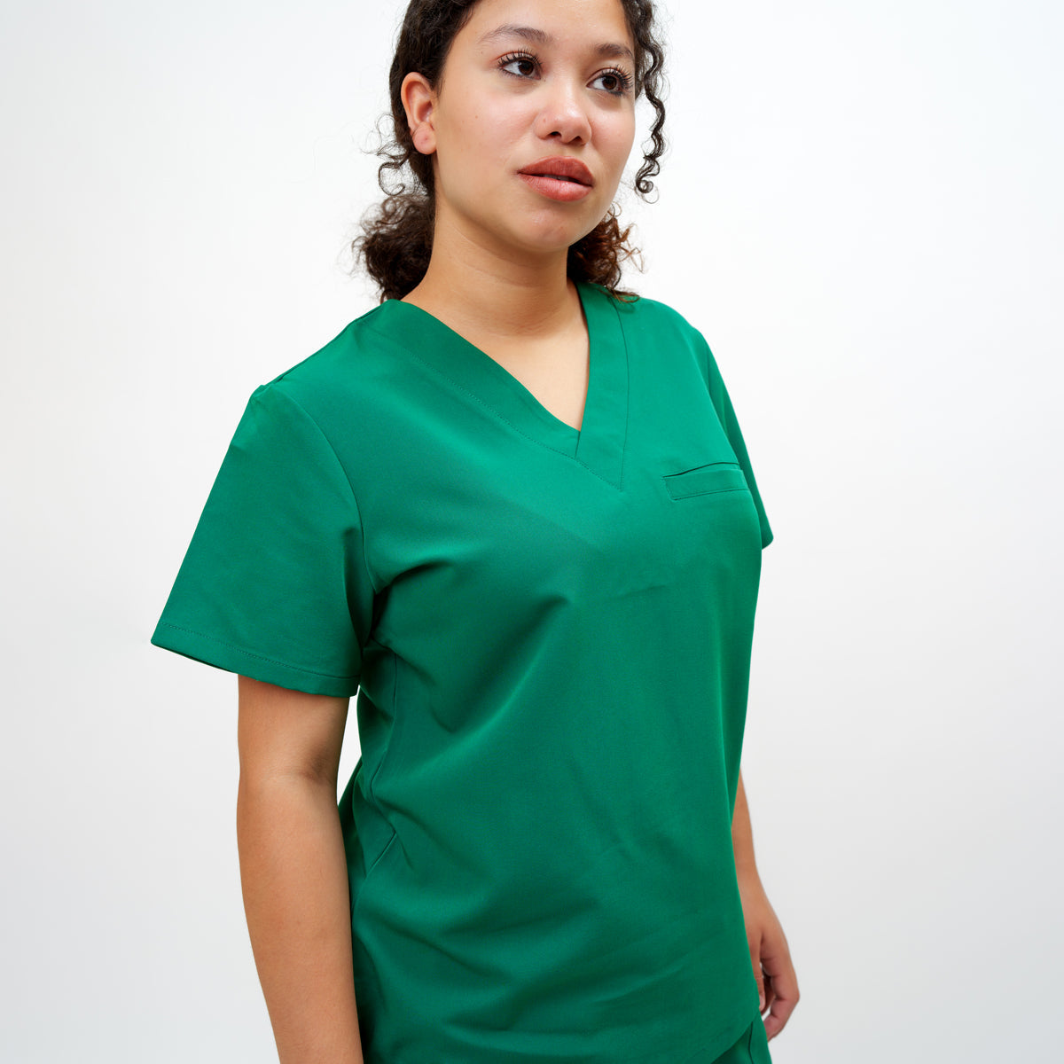 Classic Women's V-neck Top in Evergreen